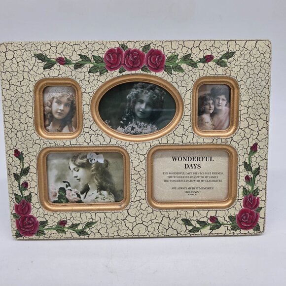 Vintage Multi-Photo Frame With Roses Shabby Chic Style by Anister Gifts - Picture 1 of 10